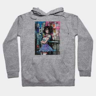 VHS Retro Anime Girl City Night Vintage 70s 80s 90s Hoodie